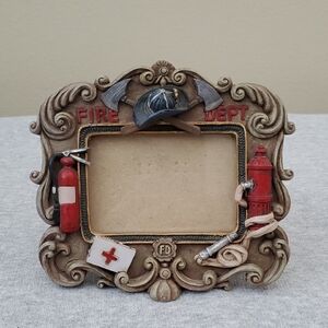 Firefighter Themed Brown Photo Frame